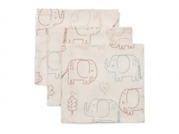 Jollein Ubrousky mušelínové 3 ks 31x31cm Elephant Tales (537-848-68110)