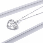 Stříbrný náhrdelník se zirkony Strom života - stříbro 925/1000, srdce, Stříbrná 45 cm