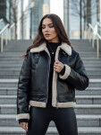 Dámská kožená bunda s ovčí kůží SHEREB black FashionStreet TY4756z XL