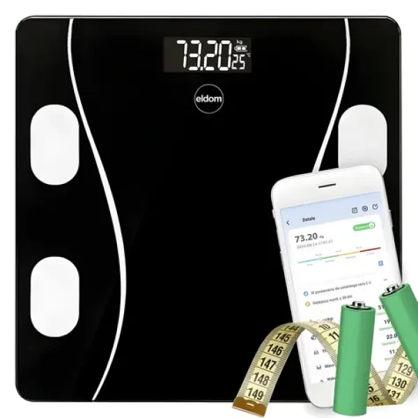 Eldom TWO610 černá / Osobní váha / Chytrá / Bluetooth / Do 180 kg / BMI (TWO610)
