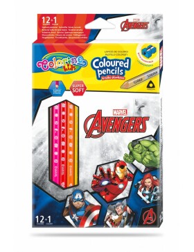 Colorino, 91390PTR, Avengers, sada trojhranných pastelek, 12+1 ks