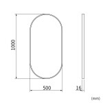 Erga Oval, oválné zrcadlo 50x100cm, černý rám, ERG-V01-OVAL-5010-BK