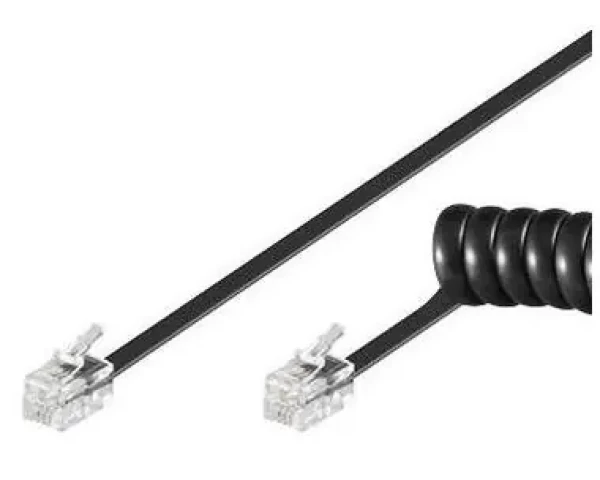 PremiumCord Kabel telefonní sluchátkový kroucený 4 žíly 2m - černý (4040849502705)