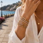 Pozlacený náramek Flavia Gold - chirurgická ocel, Zlatá 16 cm + 5 cm (prodloužení)