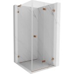 MEXEN/S - Lunar-F L sprchový kout skládací dveře pravá 70 x 70, transparent, růžové zlato 836L-070-070-60-00-P