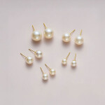Náušnice s bílou perlou Cinzia Gold - 6 mm, chirurgická ocel, Zlatá Bílá
