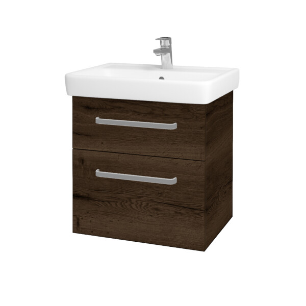 Dřevojas - Umyvadlová skříňka Q MAX SZZ2 60 - D21 Tobacco / Úchytka T01 / D21 Tobacco 275624A