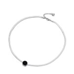 Choker náhrdelník s hadím řetízkem (herringbone) - chirurgická ocel, Stříbrná 40 cm + 3 cm (prodloužení)