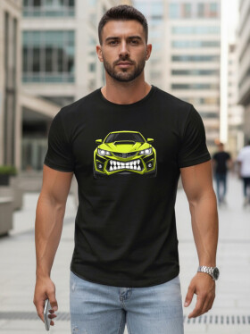 Pánské tričko s potiskem auta černé NX5015R - FashionStreet XL
