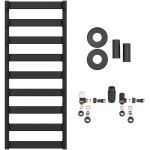 CERANO - Koupelnový radiátorový set Adriano - ústřední vytápění - boční připojení - 520W - černá matná - 1200x500 mm CER-583520