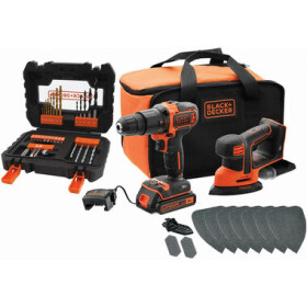 BlackDecker BCK23S1SA41/ Sada aku nářadí / 18V / Vrtačka + Bruska Delta / 1x 1.5 Ah aku / brašna (BCK23S1SA41)