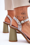 Kožené sandály na podpatku Maciejka 06029-24 bílo-zelené 36