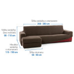 Super strečové potahy NIAGARA tabáková sedačka s otomanem vlevo (š. 200 - 300 cm)