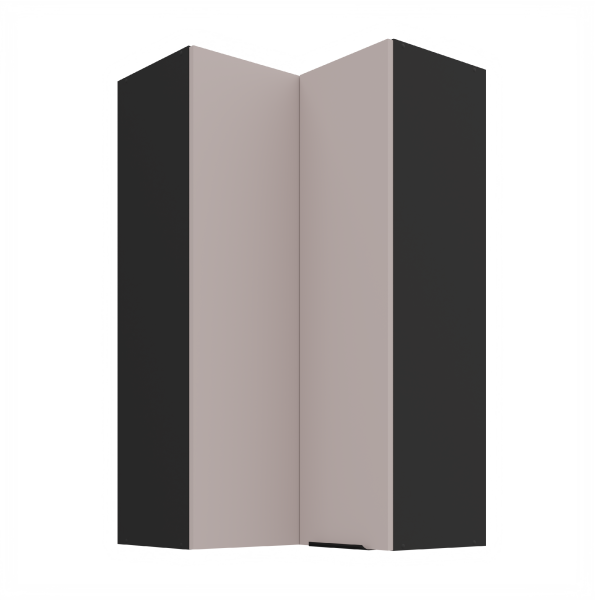 Horní rohová skříňka Arona 60x60 GN-108 2F (90°) Barva korpusu: Černá, Barva dvířek: Kašmír