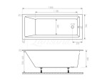 Lansanit Vana obdélníková EX 1500x700 mm, včetně nohou LANEX150X70