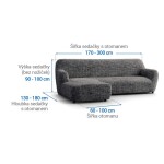Bielastické potahy VITTORIA šedá sedačka s otomanem vlevo (š. 170 - 300 cm)