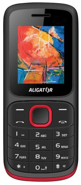 Aligator D210 černo-červená / 1.8" TFT / Dual SIM / kalkulačka / budík / FM rádio / svítilna (AD210BR)