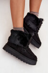 Dámské sněhule na platformě s kožešinkou a šněrováním Big Star – černé Velikost: 39