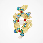 Luxusní brož s modrými motýly Yvette, Modrá