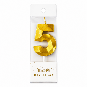Cake star Dortová svíčka číslo DIAMOND zlatá č.5