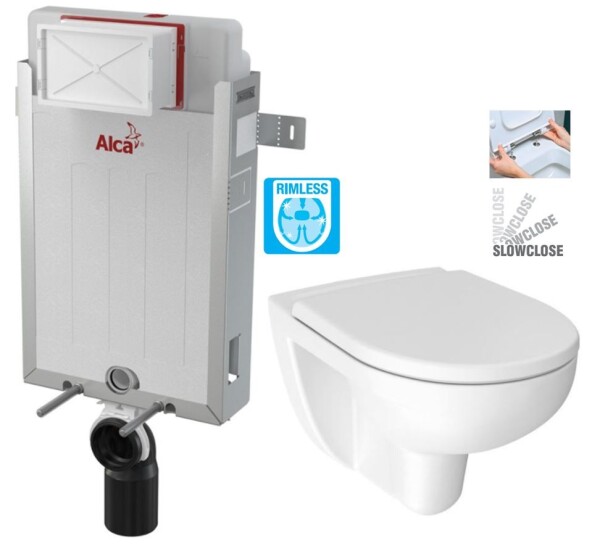 ALCADRAIN Renovmodul - předstěnový instalační systém bez tlačítka + WC JIKA LYRA PLUS RIMLESS + SEDÁTKO DURAPLAST SLOWCLOSE AM115/1000 X LY2