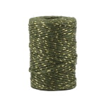 Chic Antique Jutový provázek 50 m – Olive / Gold thread, zelená barva