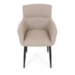 Židle jídelní, snadno čistitelná krémová látka, černý matný lak, kovové nohy