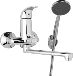 JB Sanitary Nástěnná umyvadlová a sprchová baterie SLIM, rozteč 100 mm, otočný přepínač v těle, s příslušenstvím, ramínko 200 mm A10 34 01