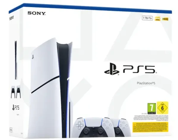 PlayStation 5 E Chassis (Slim) + 2x DualSense Wireless Controller White (PS711000050117)