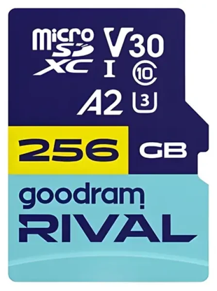 GOODRAM RIVAL M2AA microSDXC 256 GB + SD adaptér / Paměťová karta / Class 10 / UHS-I / U3 / A2 / V30 / R: až 170 MB/s (GGSM2AA-2560R12)