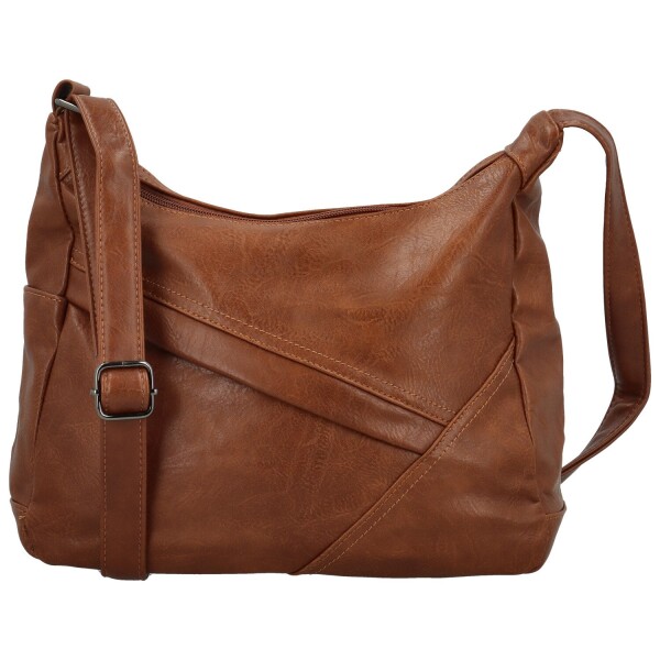 Trendy dámská koženková crossbody kabelka Riva, hnědá