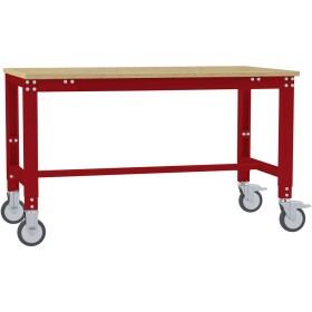 Manuflex AU7305.3003 Pracovní stůl univerzální speciální mobilní s multiplex deska, Šxhxv = 1000 x 600 x 752-972 mm rubínově červená