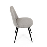 Židle jídelní, krémová látka, 360° otočný mechanismus, černý matný lak, kovové nohy