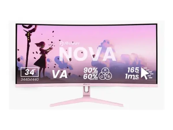 34" Arozzi Nova růžová / Monitor / VA / UWQHD / 165Hz / zakřivené 1500R (AZ-NO-34T2K165-PNK)