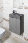 SAPHO - CREST L betonové umývátko, nástěnné, včetně výpusti, 40x22cm, černý granit AR403