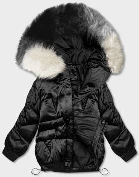 Černá krátká oversize bunda (H-1109-01) odstíny černé M (38)