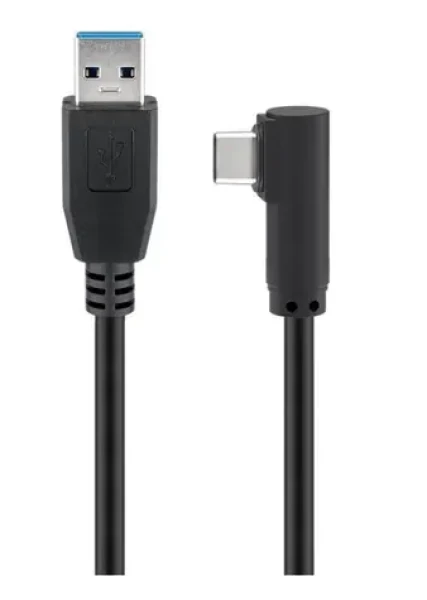MicroConnect kabel USB-C 90° úhel (M) - USB3.0 A (M) 0.5m černá / 5000Mbit/s (USB3.1CA05A)