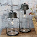 Chic Antique Svítící LED lucerna Antique Coal 30,5 cm, černá barva, čirá barva, sklo, kov