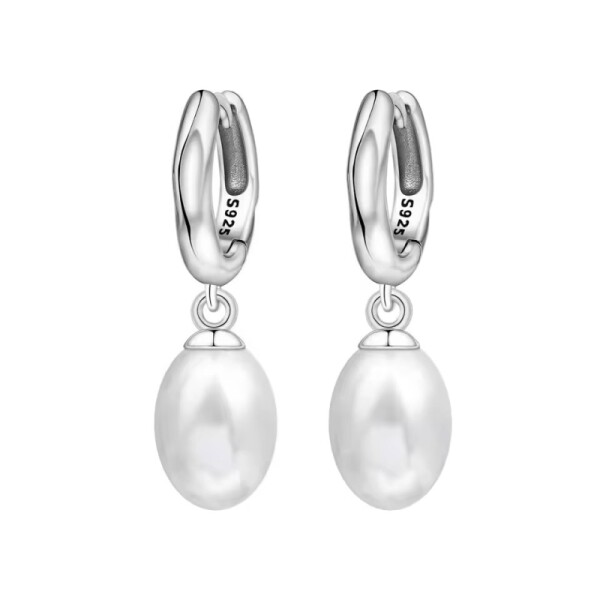 Stříbrné náušnice s bílou perlou Alieta – stříbro 925/1000, Stříbrná Bílá