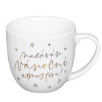 Bella Rose Vánoční hrnek Nasávám vánoční atmosféru, bílá barva, zlatá barva, porcelán