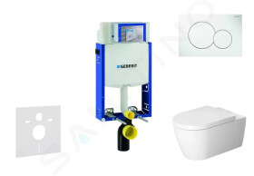 GEBERIT - Kombifix Modul pro závěsné WC s tlačítkem Sigma01, alpská bílá + Duravit ME by Starck - WC a sedátko, Rimless, SoftClose 110.302.00.5 NM1