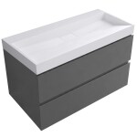 CERANO - Koupelnová skříňka Carole - antracitová + umyvadlo z lit. mramoru Vita - bílá matná - 100x58x46 CER-501369