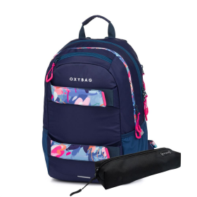 Studentský batoh KARTON P+P OXY Sport - Flowers Blue + etue zdarma