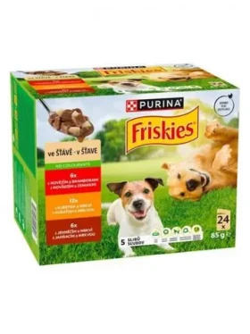 Purina Friskies Adult 24x85 g / kapsičky pro psy / 3 druhy knedlíčků (8445290791382)