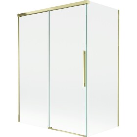 MEXEN/S - Rox vanová zástěna 2-křídlová posuvná 120 + 70 x 150, transparent, zlatá 8C9-120-070-50-00
