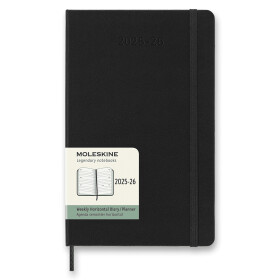 18měsíční diář Moleskine 2025-26 - tvrdé desky - L, týdenní, horizontální, černý