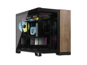 Corsair 2500X černo-ořechová / Micro-ATX / 1x USB-C 3.1 / 2x USB-A / bez zdroje / průhledná bočnice (CC-9011286-WW)