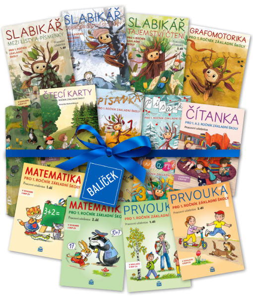 Balíček pro 1. ročník - komplet Slabikáře, Matematika, Prvouka, Čítanka a Čtecí karty