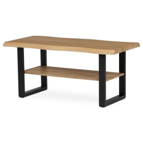 Stůl konferenční, 120x60x55 cm, MDF deska, dekor divoký dub, kov, police, černý lak