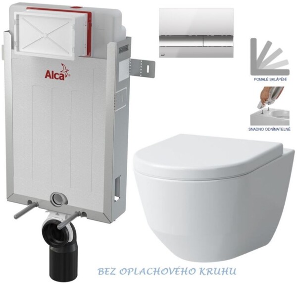 ALCADRAIN Renovmodul - předstěnový instalační systém s chromovým tlačítkem M1721 + WC LAUFEN PRO RIMLESS + SEDÁTKO AM115/1000 M1721 LP1